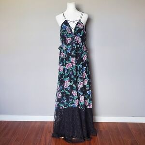 NWT Express Boho Floral Lace Maxi Dress  Whimsy Gothic Witchy Fairy Stevie Nicks